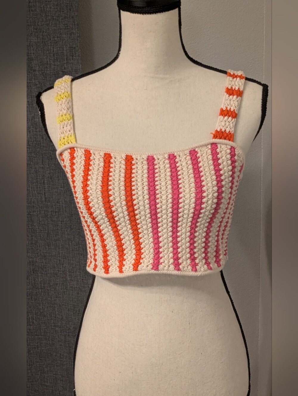 Future Collective x Alani Noelle Crochet Striped Crop Top Size S